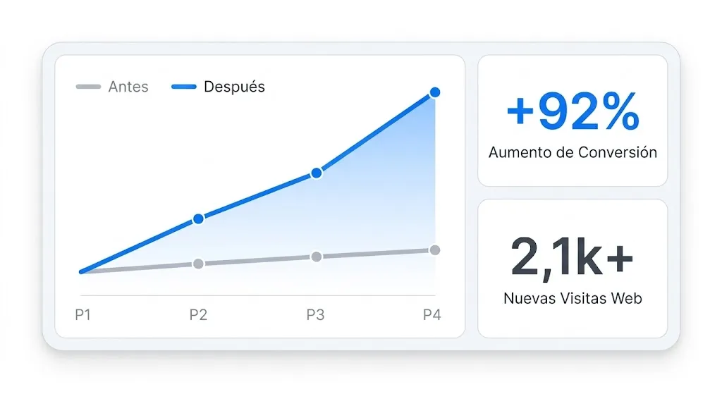Visualización de datos de crecimiento empresarial realista